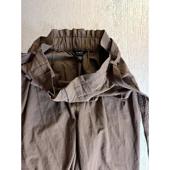 Athleta Skyline Plaid Pant II Paperbag Brown Waist Tie Size 2 Casual Outdoor - Picture 2 of 6